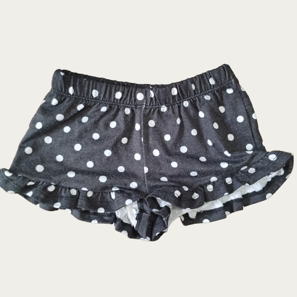 Black and White Polka Dot Ruffle Shorts